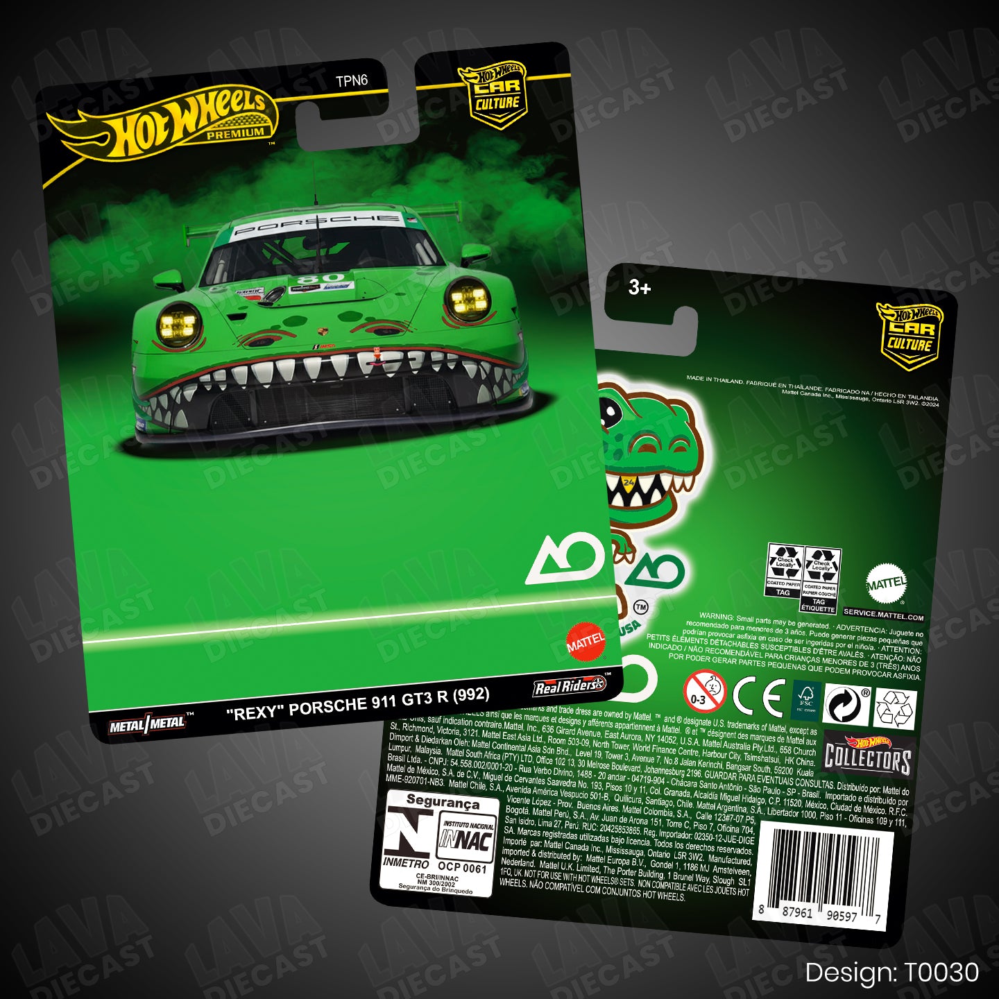 REXY PORSCHE 911 GT3 R 992 Theme Premium Custom Hot Wheels Card