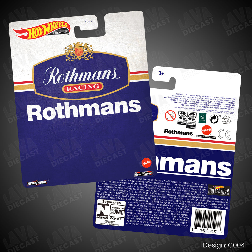 ROTHMANS Theme Premium Custom Hot Wheels Card for 1:64 Diecast