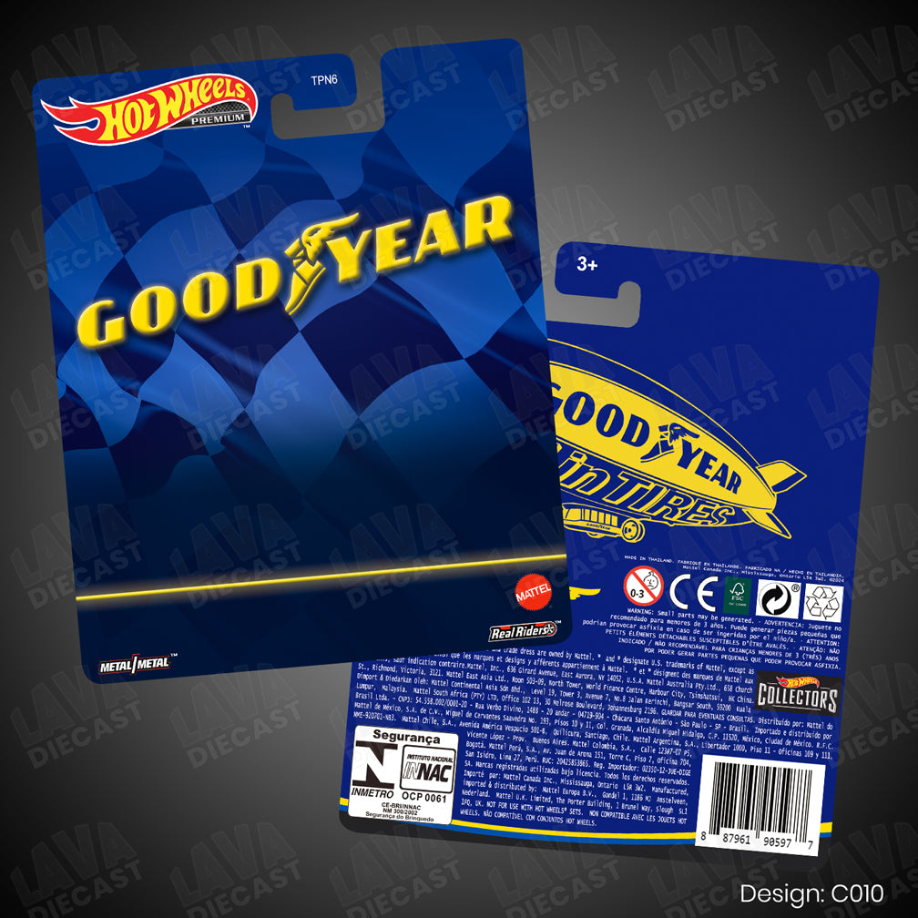 GOODYEAR Theme Premium Custom Hot Wheels Card for 1:64 Diecast