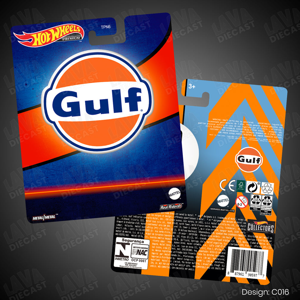 GULF Theme Premium Custom Hot Wheels Card for 1:64 Diecast