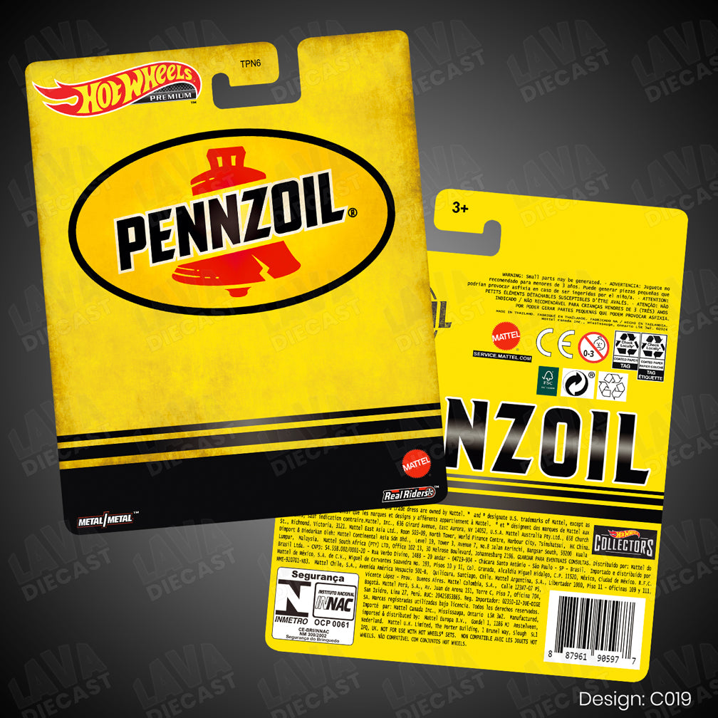 PENNZOIL Theme Premium Custom Hot Wheels Card for 1:64 Diecast