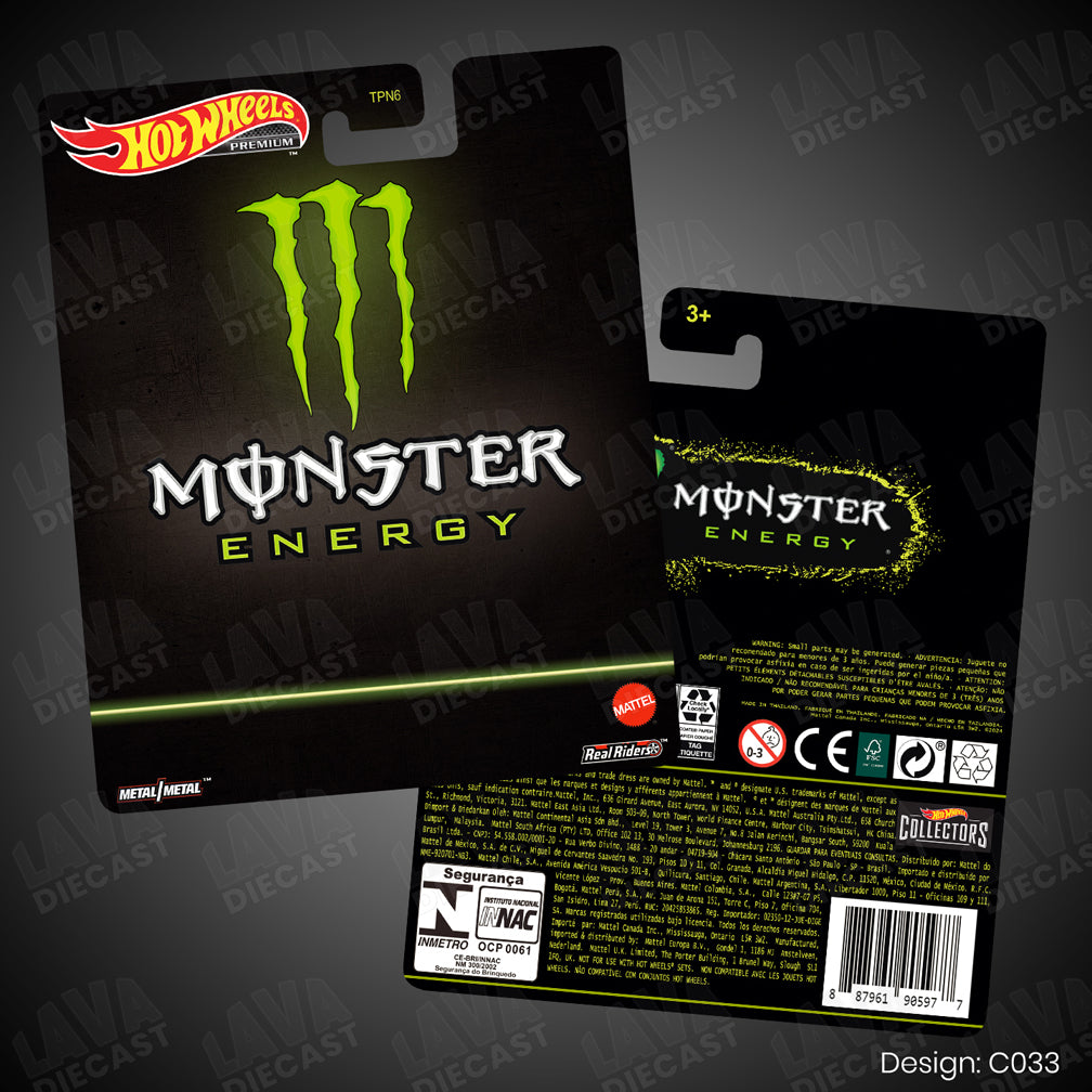 MONSTER ENERGY Theme Premium Custom Hot Wheels Card for 1:64 Diecast