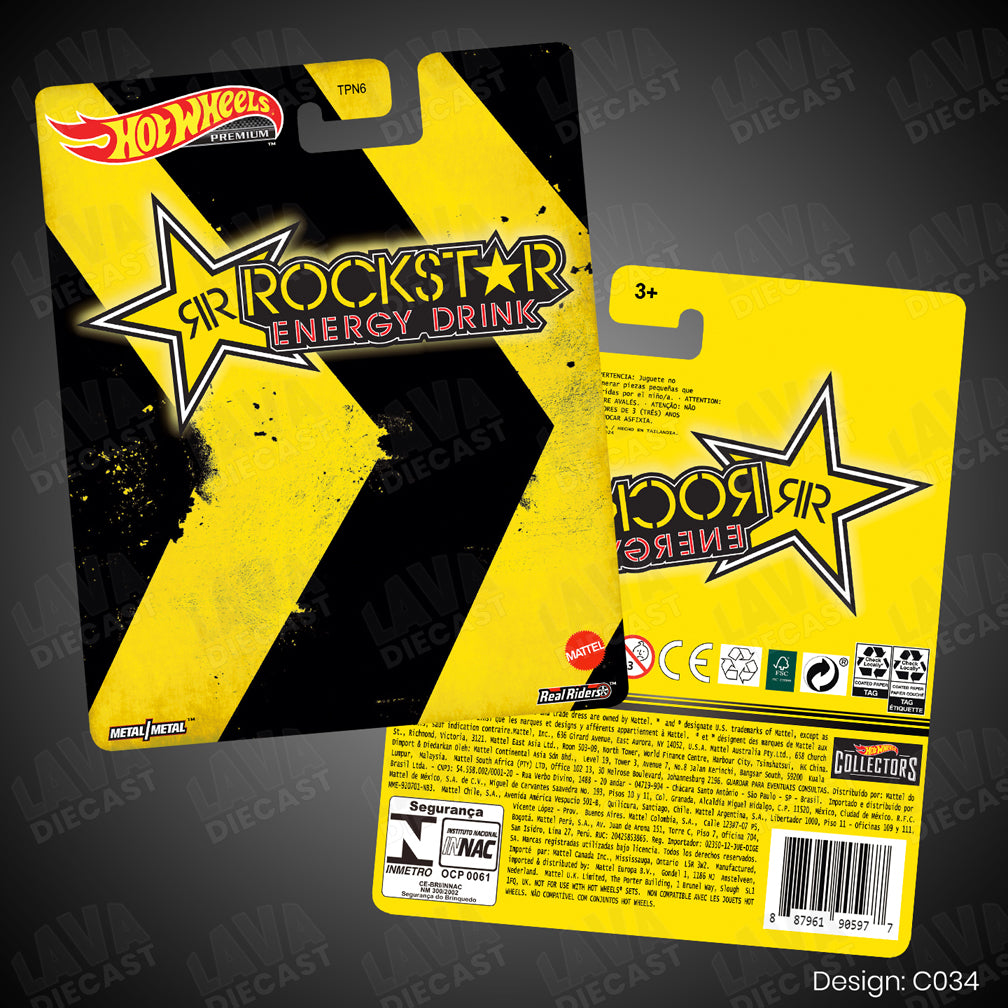 ROCKSTAR ENERGY DRINK Theme Premium Custom Hot Wheels Card for 1:64 Diecast