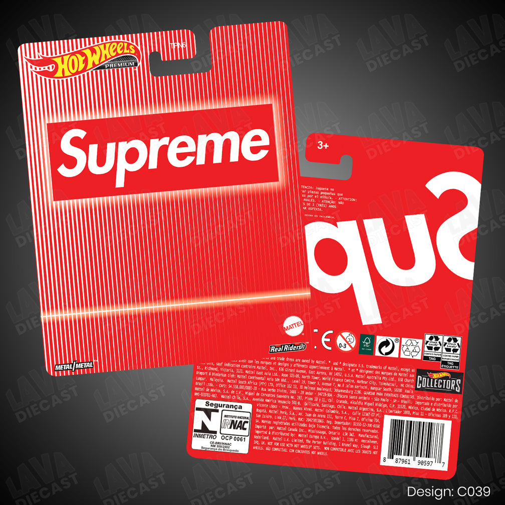 SUPREME Theme Premium Custom Hot Wheels Card for 1:64 Diecast