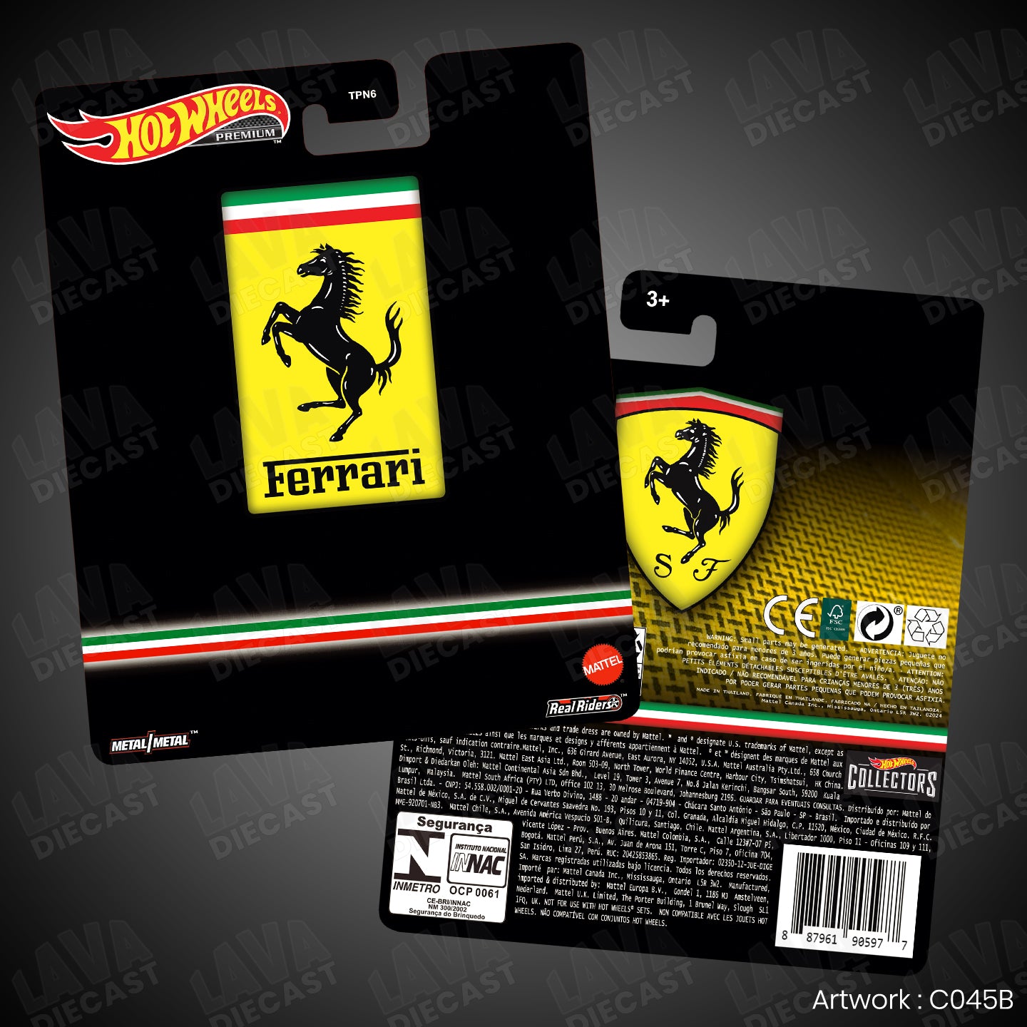 FERRARI BLACK Theme Premium Custom Hot Wheels Card for 1:64 Diecast