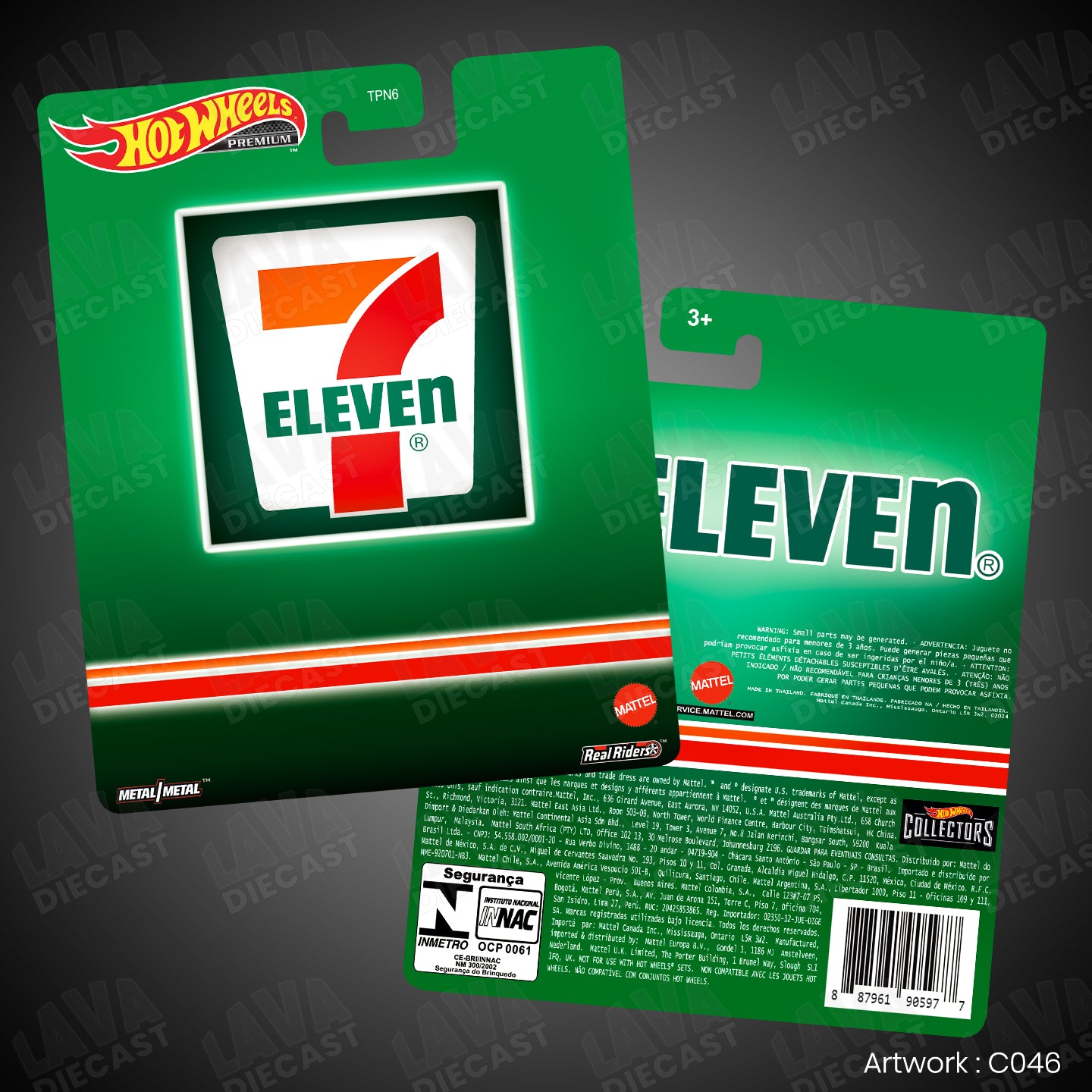 7 ELEVEN Theme Premium Custom Hot Wheels Card for 1:64 Diecast