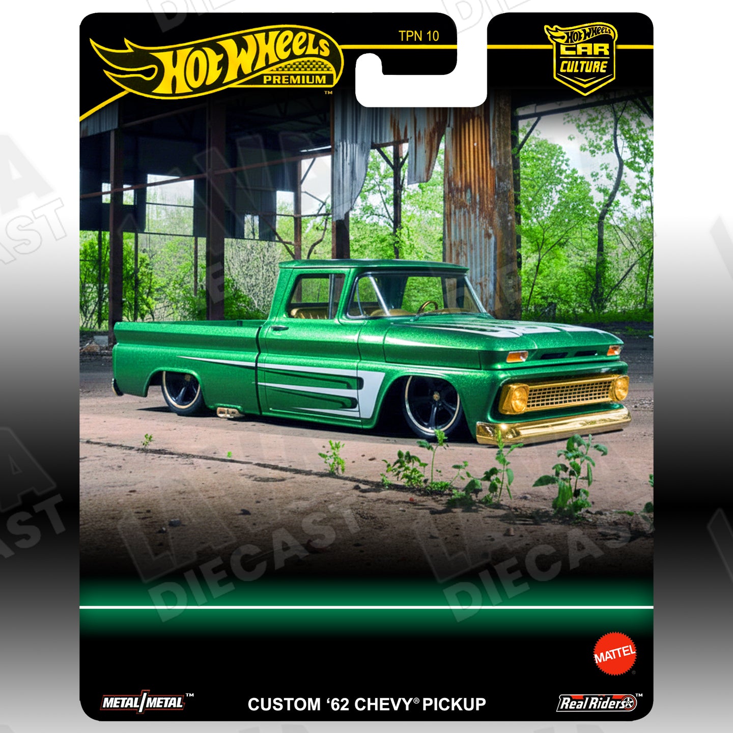 Metallic Green ’62 Chevy Pickup (10-Pack Exclusive) | Custom Hot Wheels Premium Card 1:64