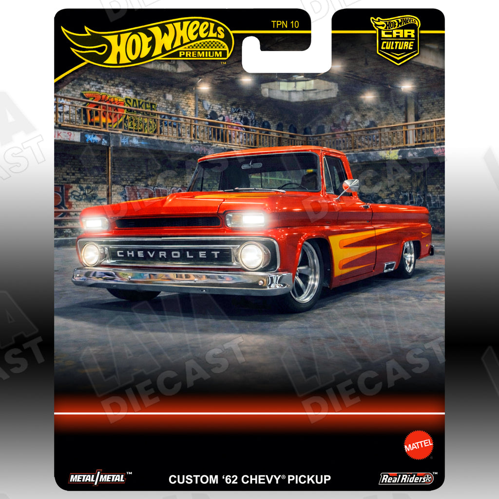 Red Custom ’62 Chevy Pickup Hot Trucks Series | Custom Premium 1:64 Hot Wheels Card (10 Pack Exclusive)