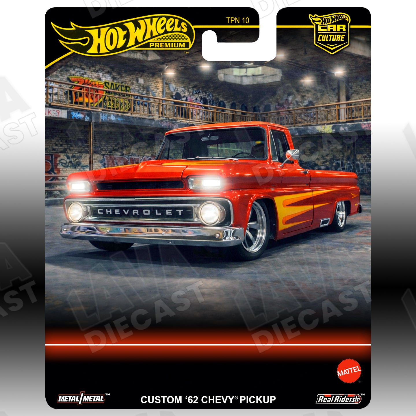 Red Custom ’62 Chevy Pickup Hot Trucks Series | Custom Premium 1:64 Hot Wheels Card (10 Pack Exclusive)