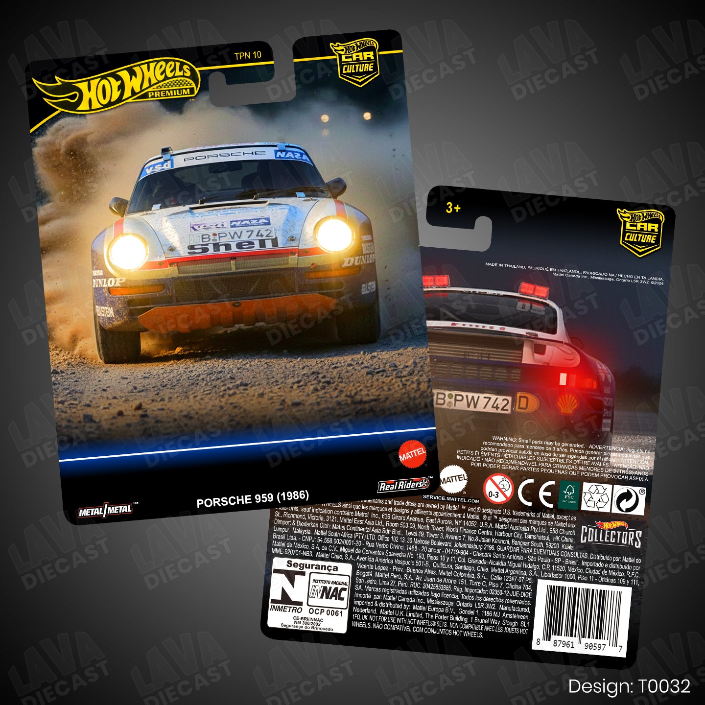 PORSCHE 959 DAKAR Theme Premium Custom Hot Wheels Card for 1:64 Diecast