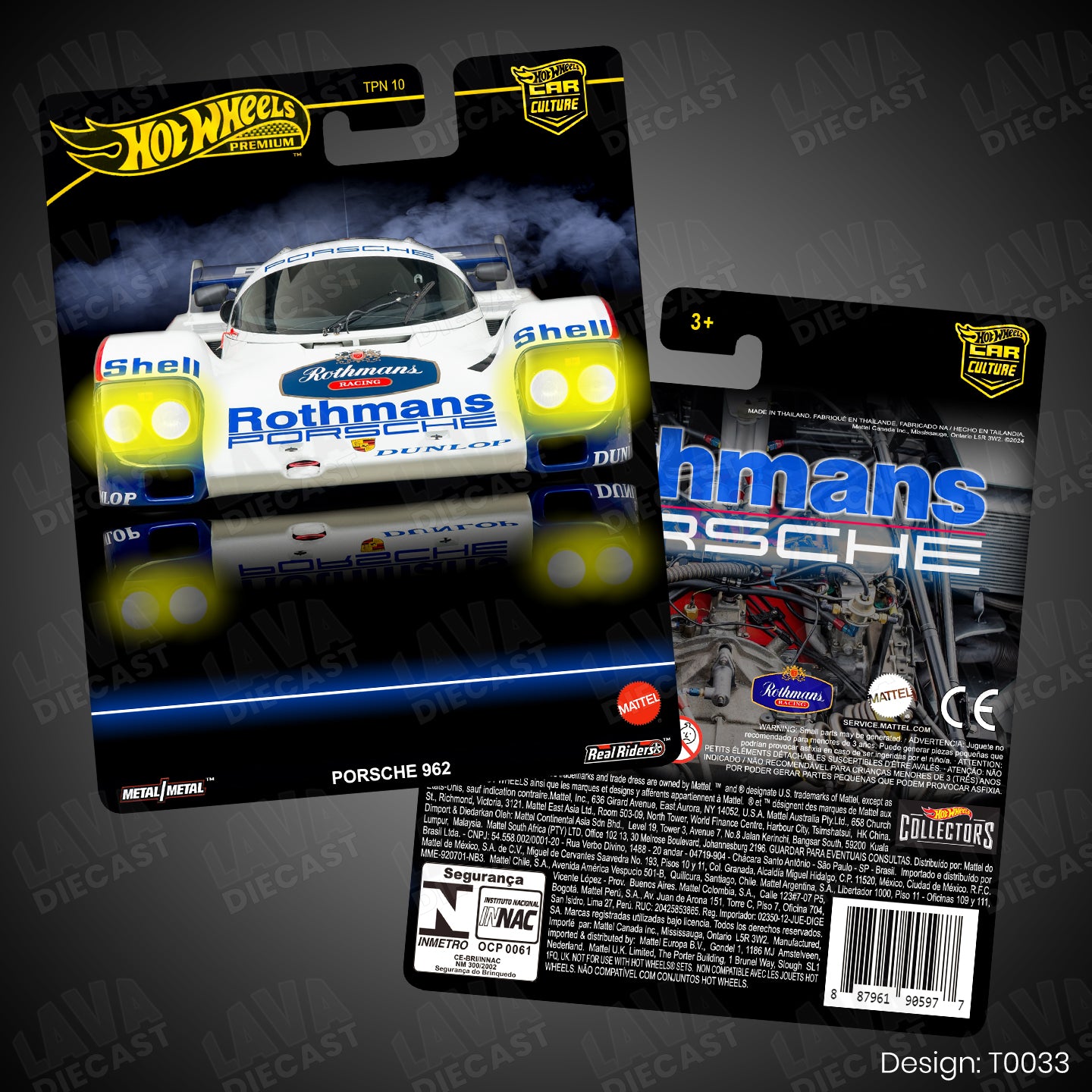 PORSCHE 962 ROTHMANS Theme Premium Custom Hot Wheels Card for 1:64 Diecast