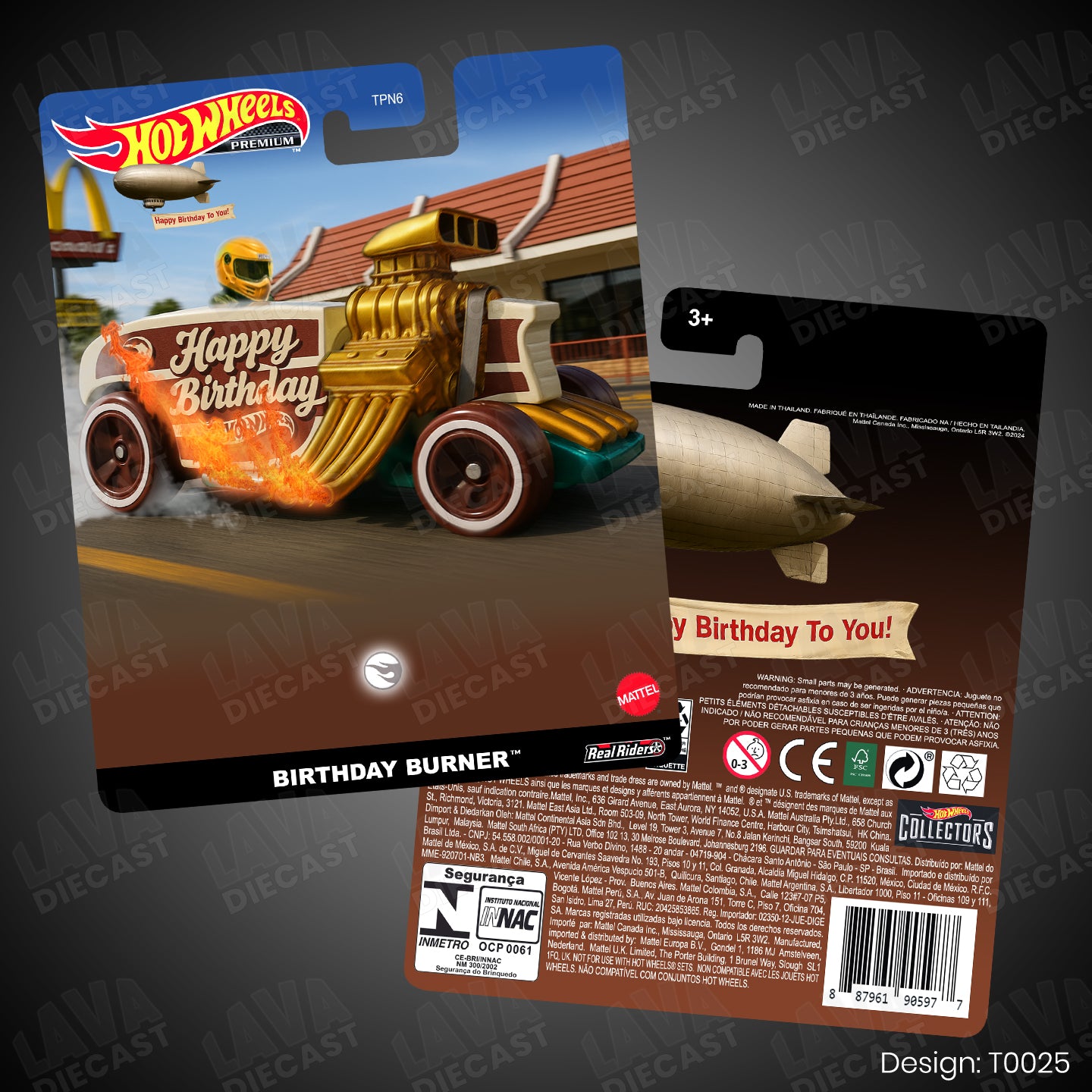 BIRTHDAY BURNER TH Theme Premium Custom Hot Wheels Card for 1:64 Diecast