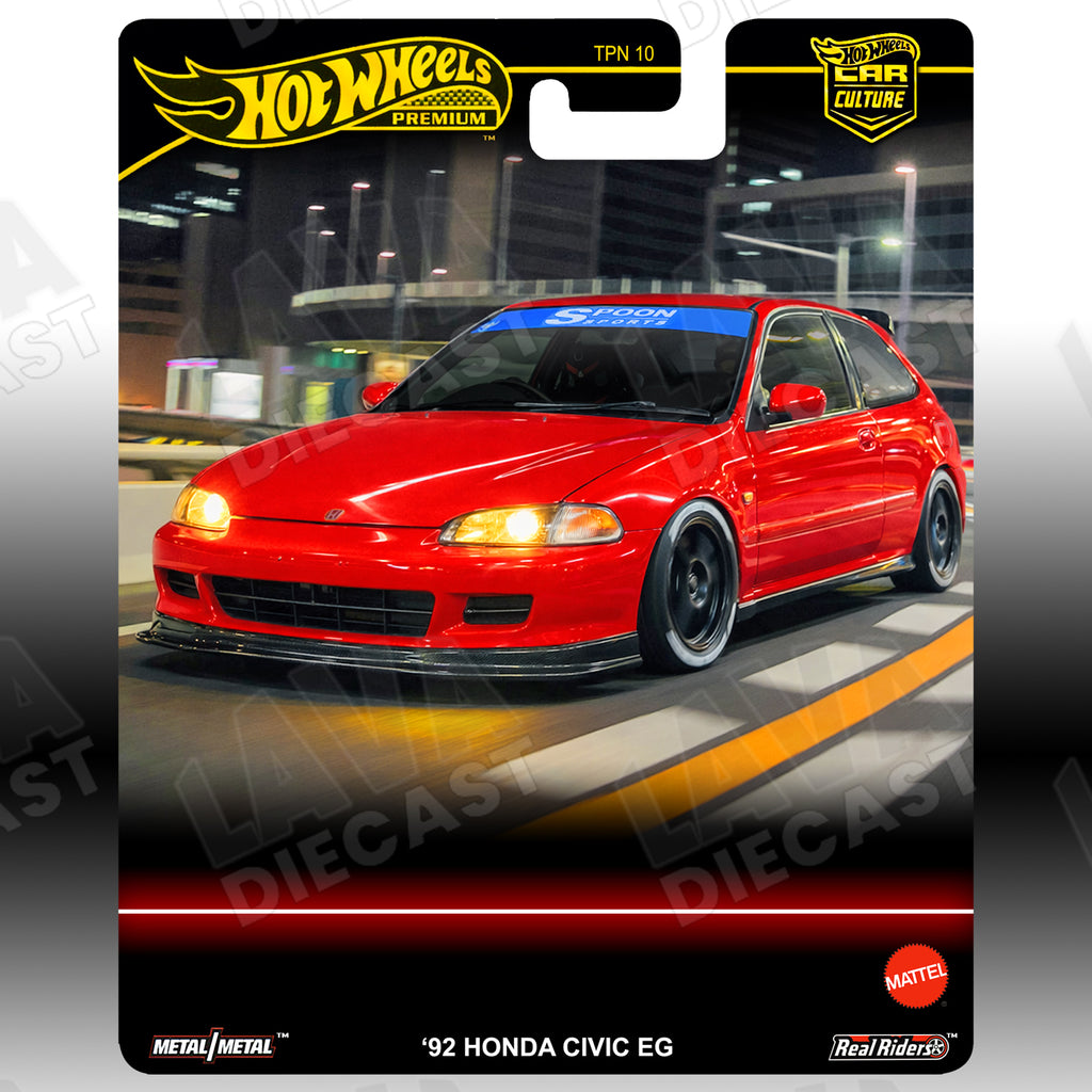 Hot Wheels ’92 Honda Civic EG Hatch 1:64 Custom Premium Card – EG6 JDM Diecast Display