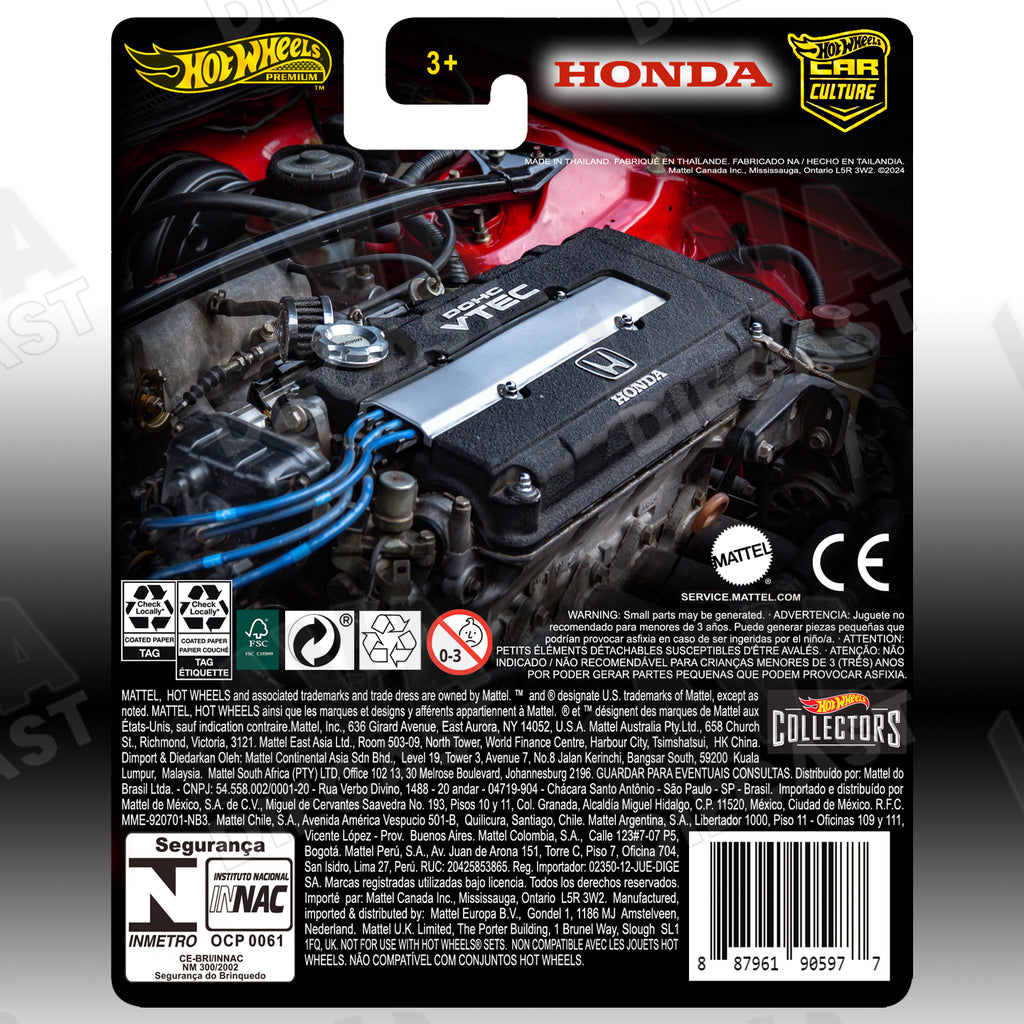 Hot Wheels ’92 Honda Civic EG Hatch 1:64 Custom Premium Card – EG6 JDM Diecast Display