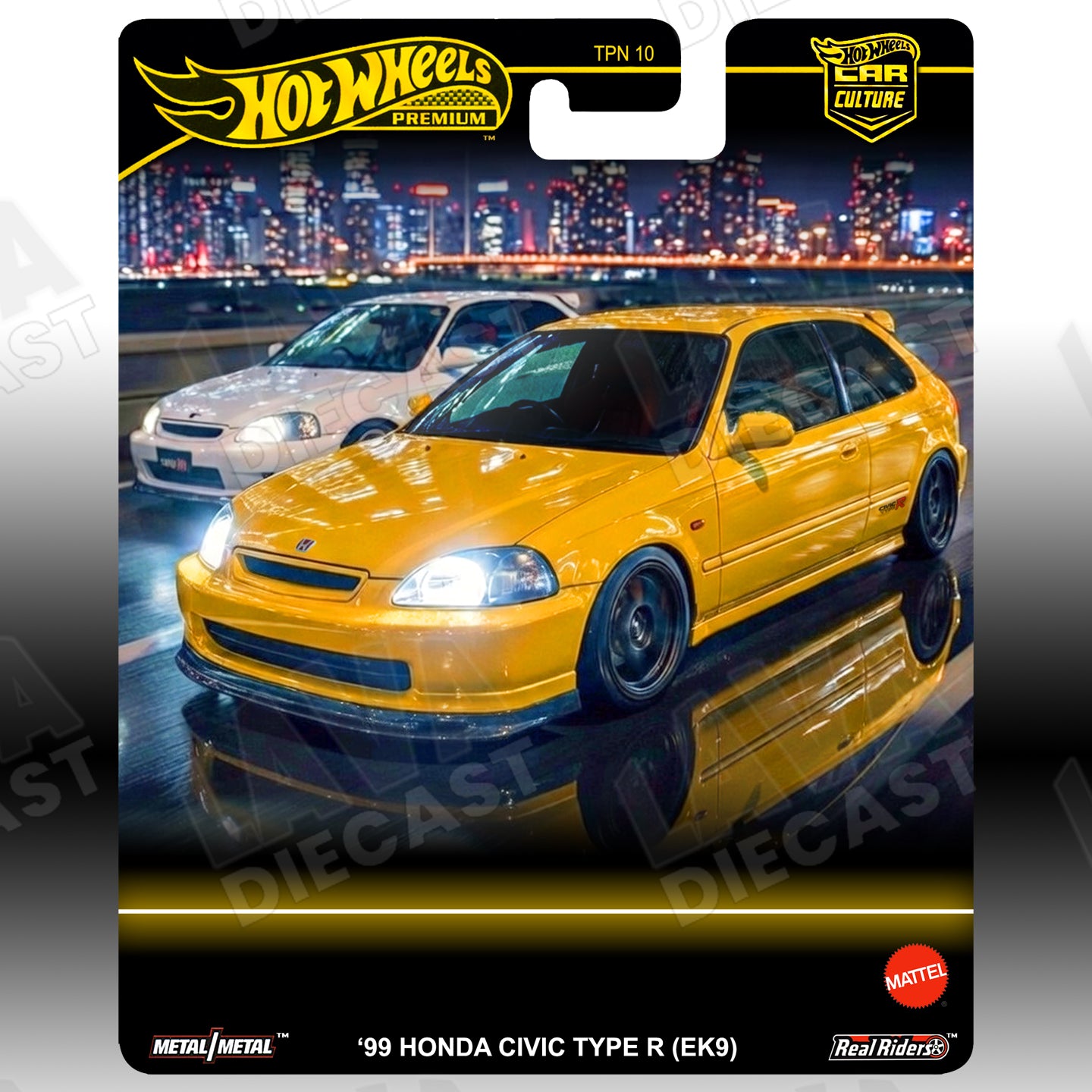 HOT WHEELS '99 HONDA CIVIC TYPE R EK9 1:64 CUSTOM PREMIUM CARD BY LAVA DIECAST