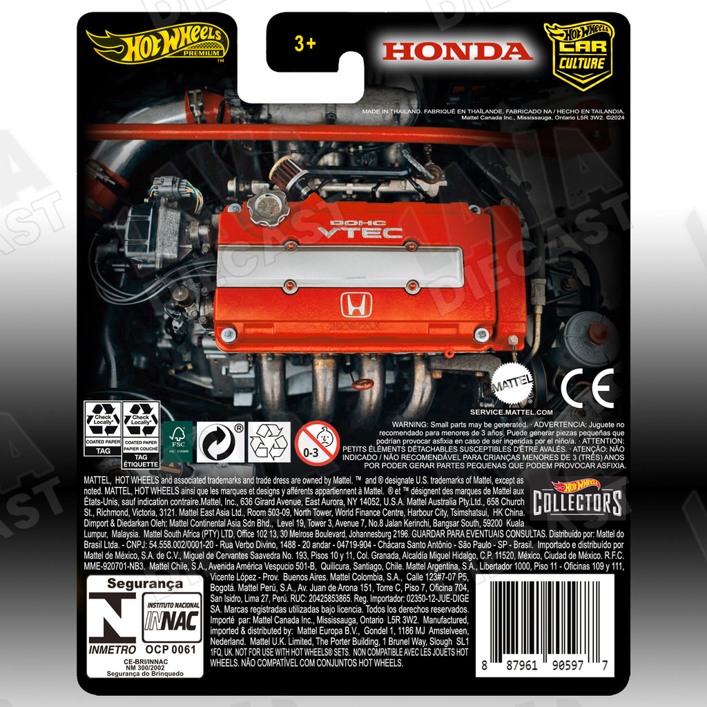 HOT WHEELS '99 HONDA CIVIC TYPE R EK9 1:64 CUSTOM PREMIUM CARD BY LAVA DIECAST