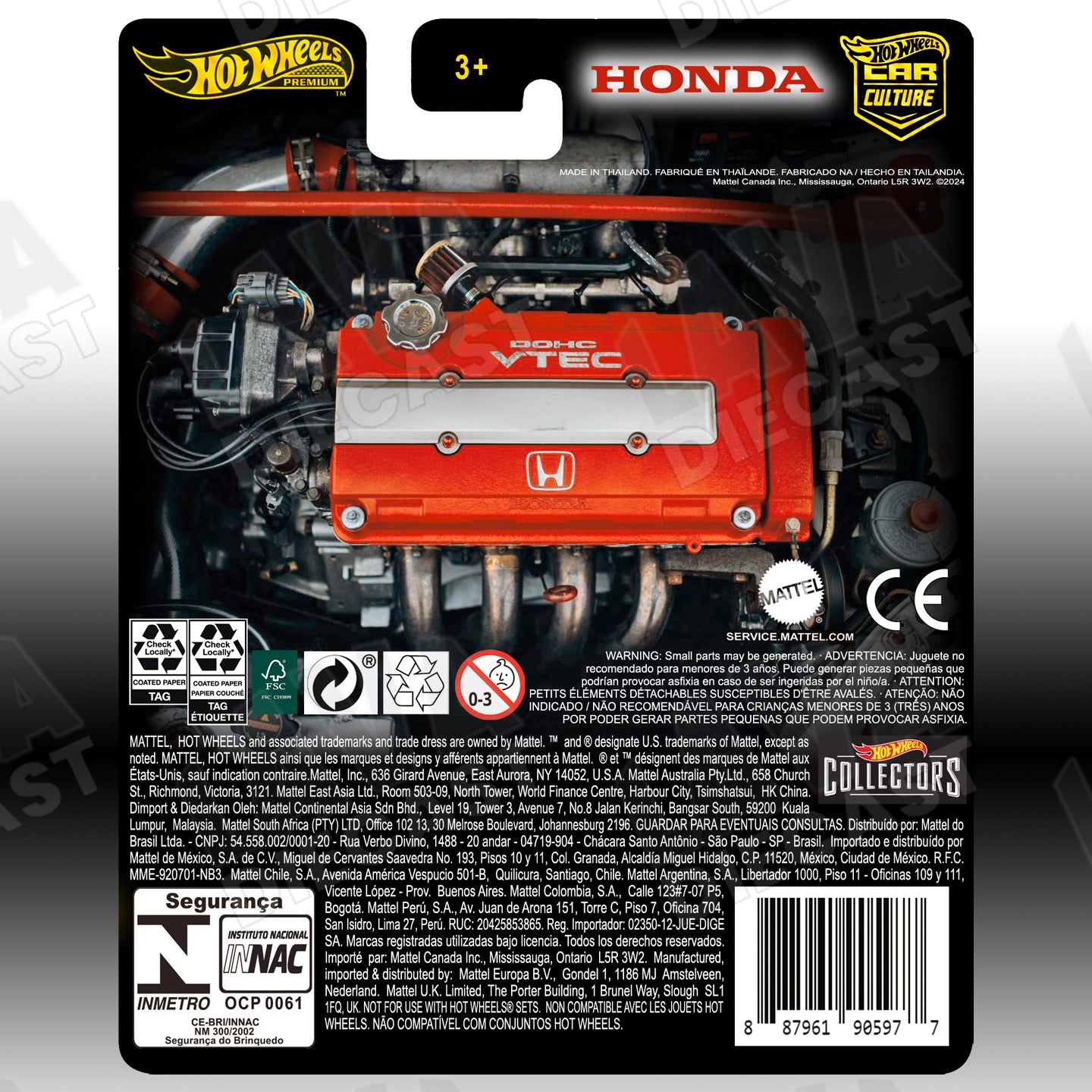 HOT WHEELS '99 HONDA CIVIC TYPE R EK9 1:64 CUSTOM PREMIUM CARD BY LAVA DIECAST