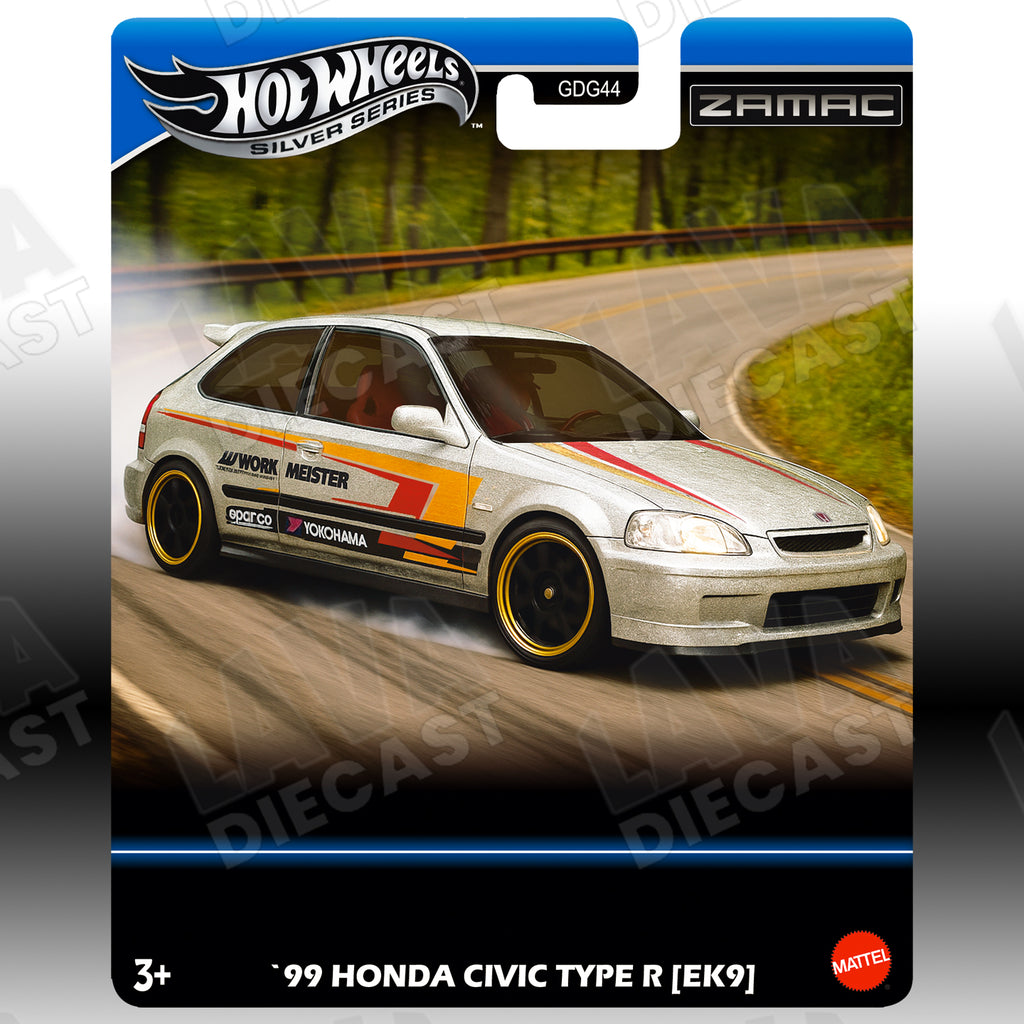 Hot Wheels ’99 Honda Civic Type R EK9 ZAMAC (Silver Series Multi 6-Pack Set) | Custom Premium 1:64 Card