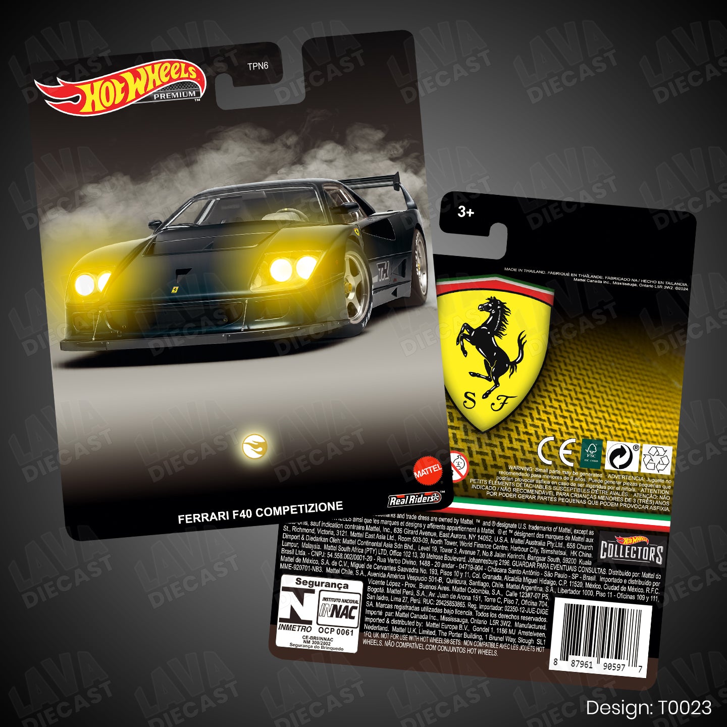 FERRARI F40 COMPETIZIONE BLACK STH Theme Premium Custom Hot Wheels Card for 1:64 Diecast