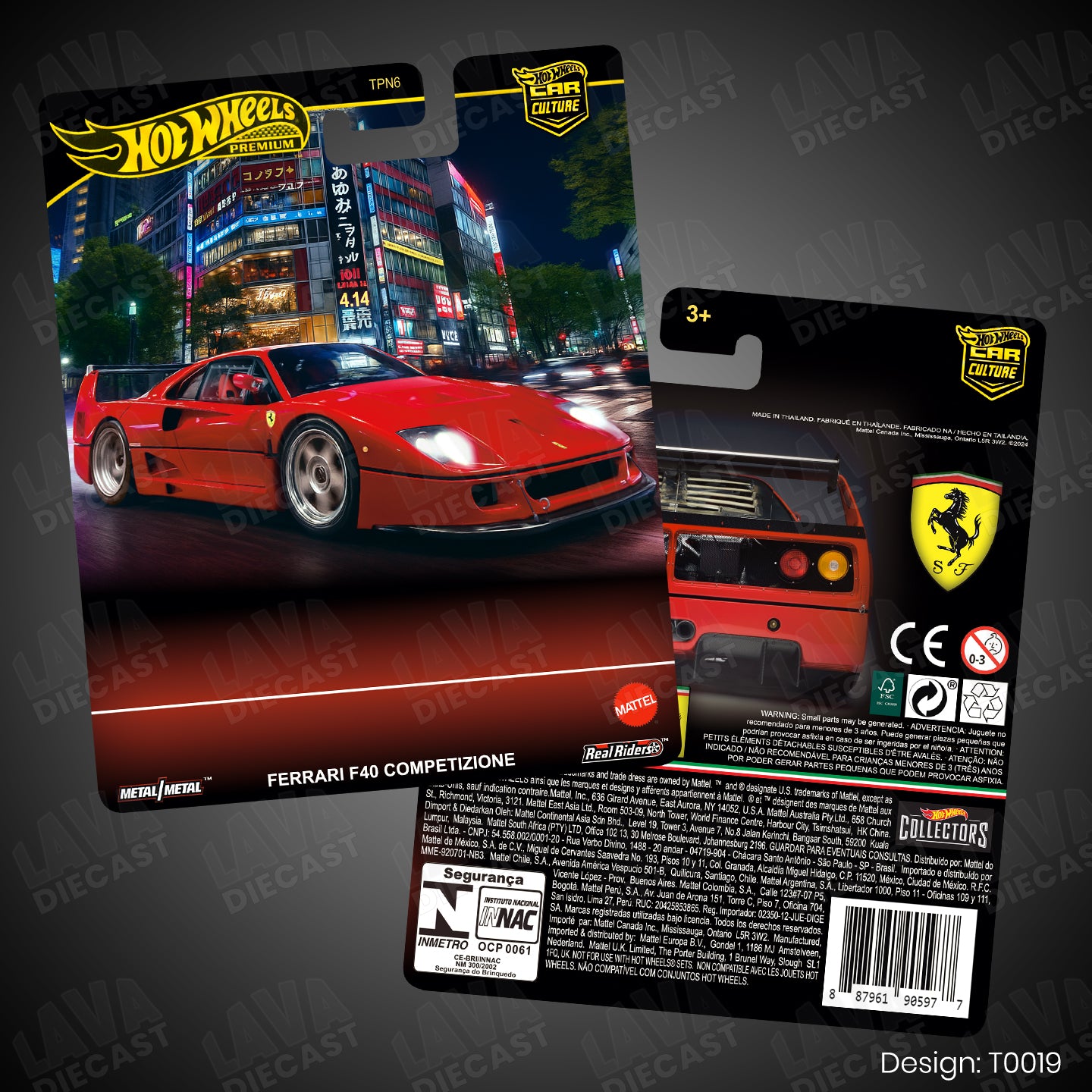 FERRARI F40 COMPETIZIONE Theme Premium Custom Hot Wheels Card for 1:64 Diecast