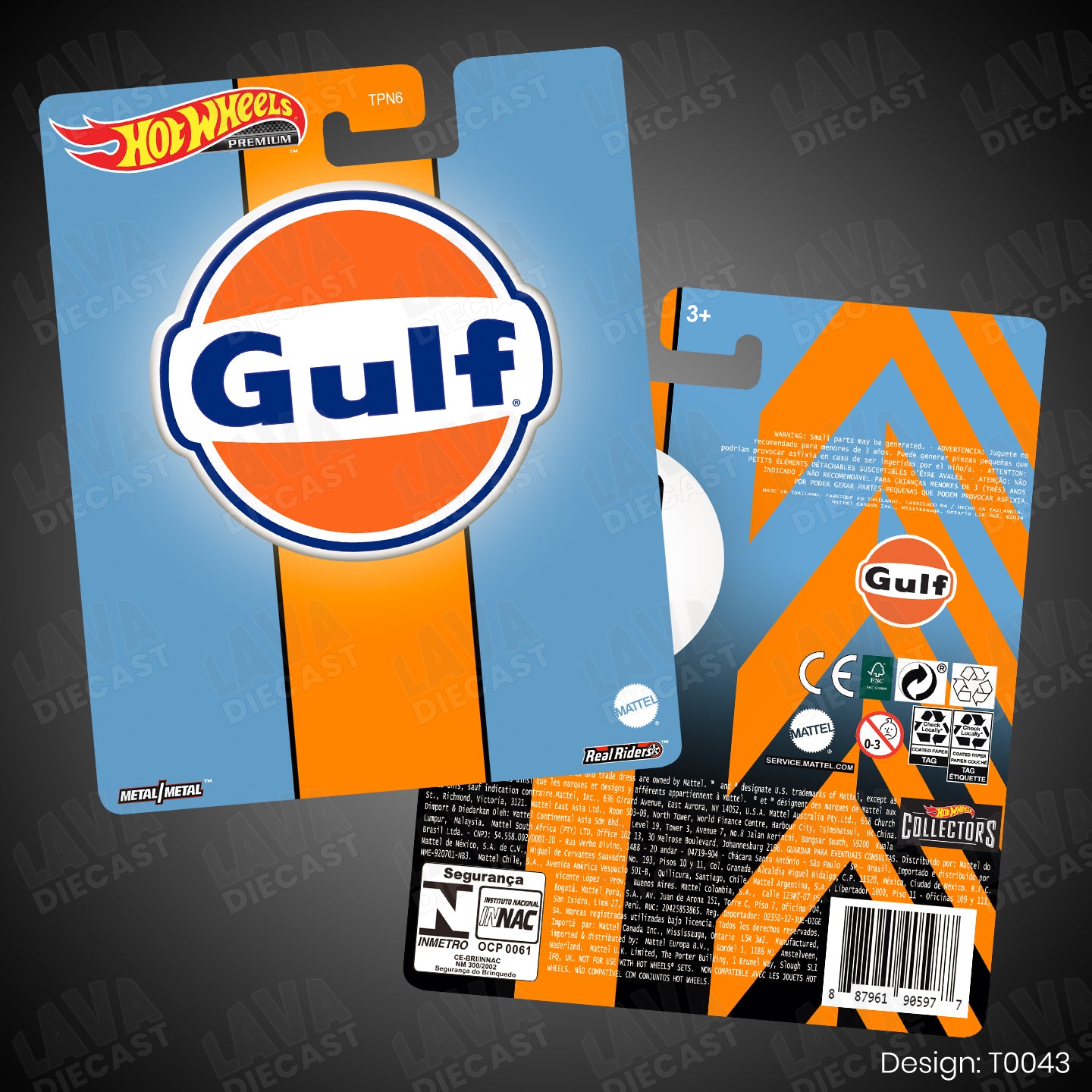 GULF V2 Theme Premium Custom Hot Wheels Card for 1:64 Diecast