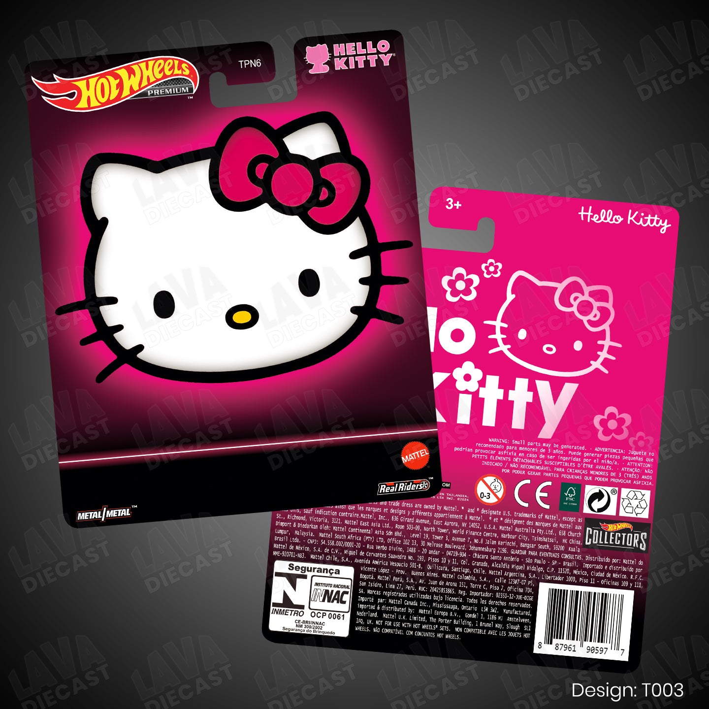 HELLO KITTY Theme Premium Custom Hot Wheels Card for 1:64 Diecast