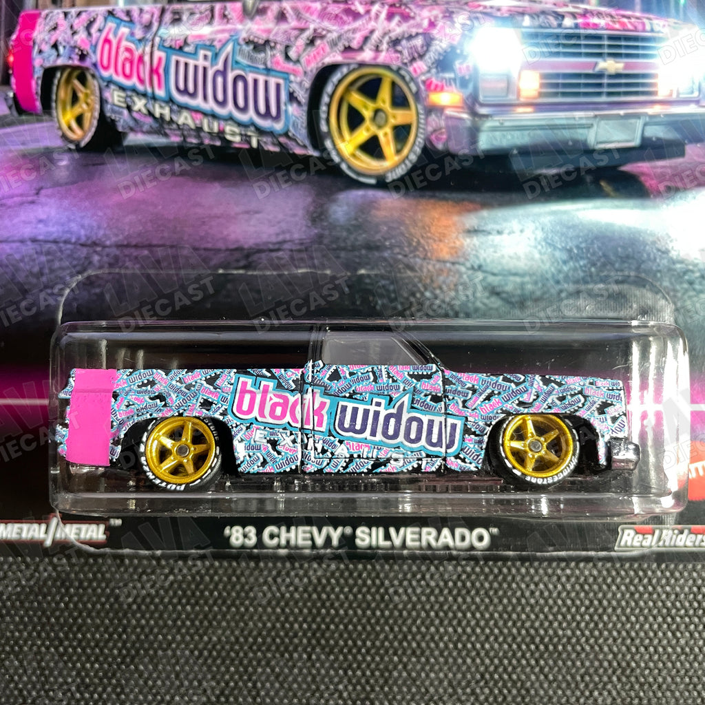 Hot Wheels ’83 Chevy Silverado Black Widow | Wheel Swap +Custom Card Limited Set | Lava Diecast 1:64