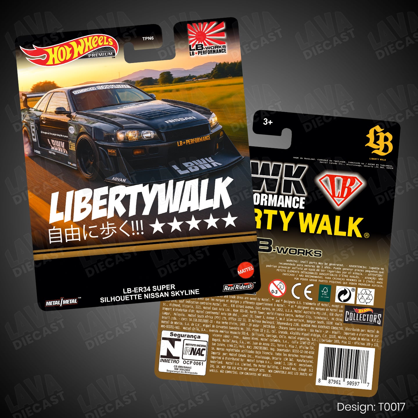 LBWK LIBERTY WALK NISSAN SKYLINE ER34 CHASE Theme Premium Custom Hot Wheels Card for 1:64 Diecast