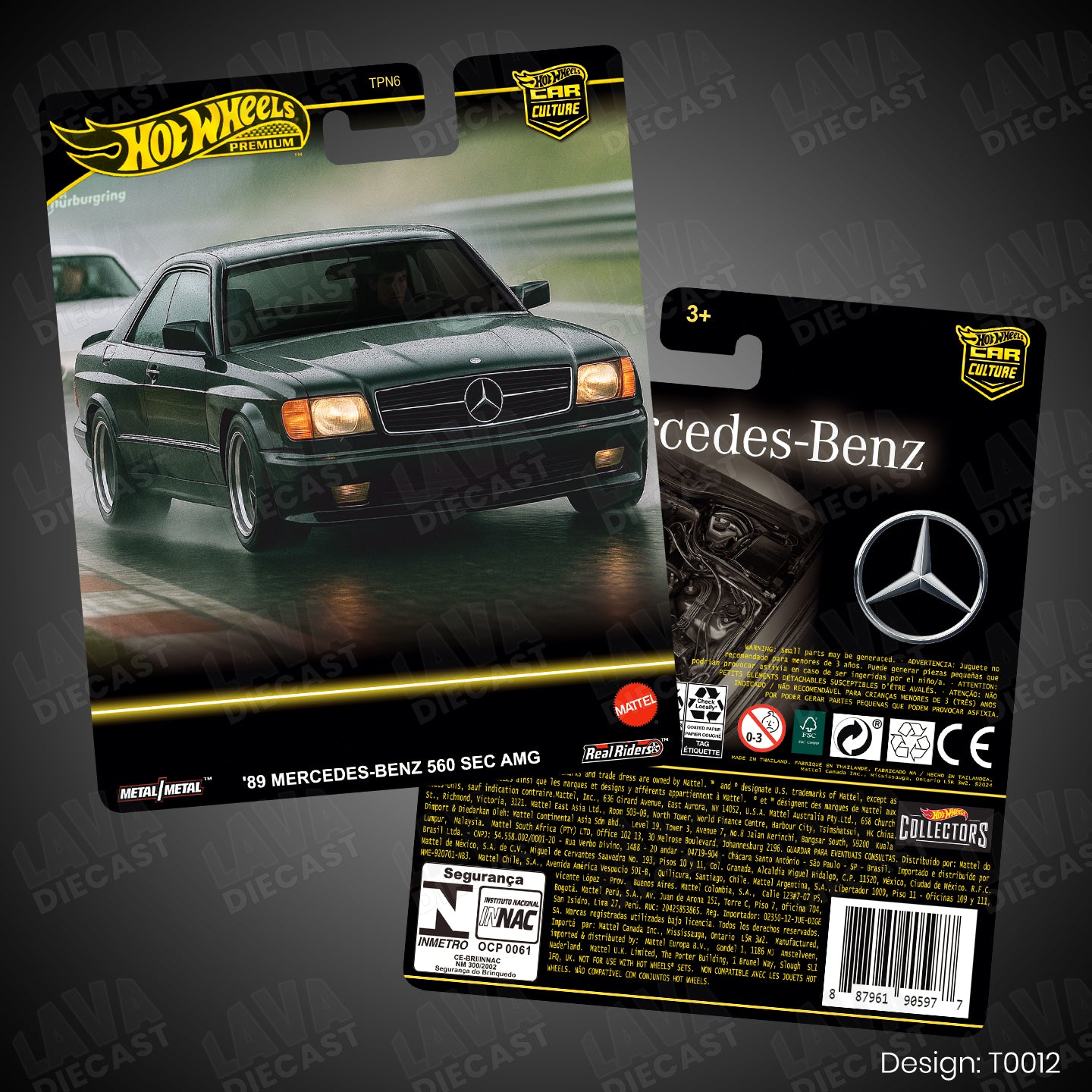 '89 MERCEDES BENZ 560 SEC AMG Theme Premium Custom Hot Wheels Card for 1:64 Diecast