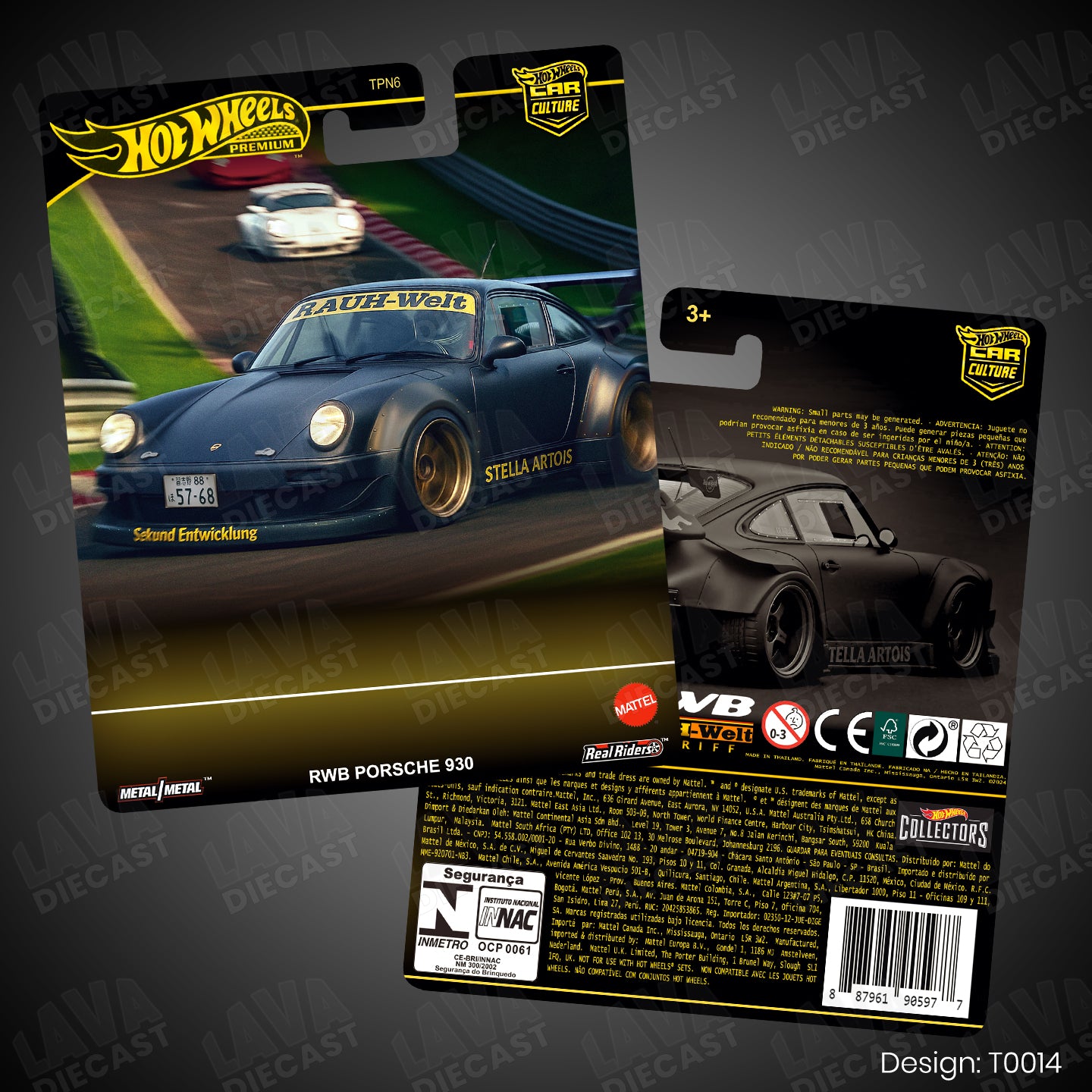 RWB PORSCHE 930 Black Theme Premium Custom Hot Wheels Card for 1:64 Diecast