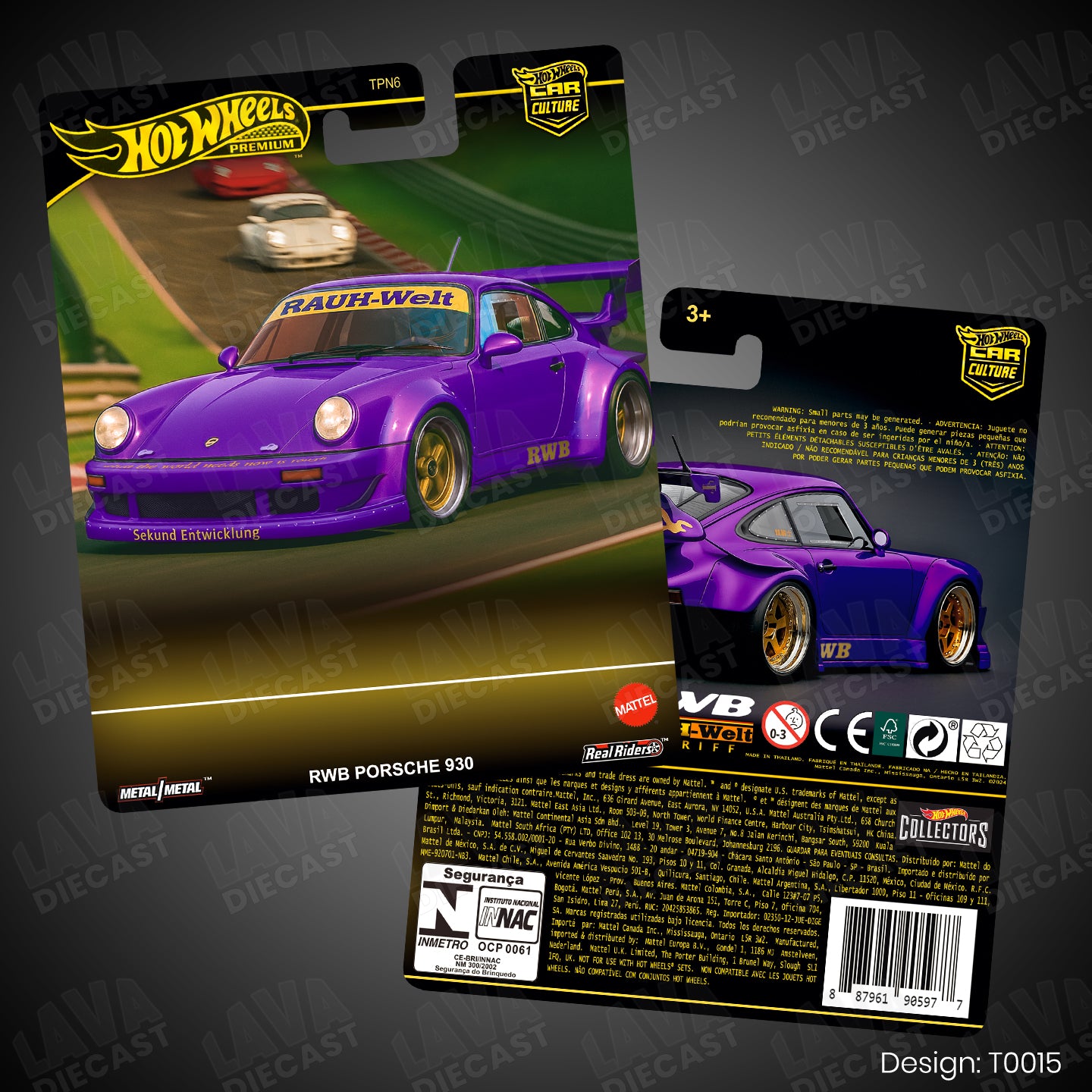 RWB PORSCHE 930 Purple Theme Premium Custom Hot Wheels Card for 1:64 Diecast