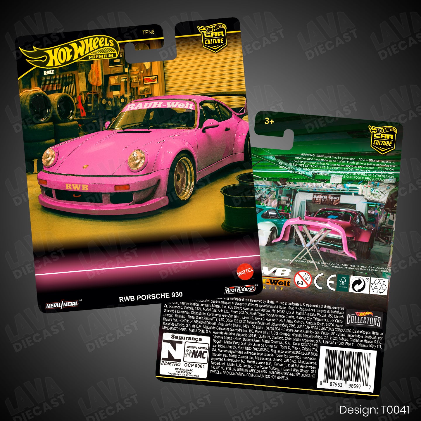 RWB PORSCHE 930 Blue Theme Premium Custom Hot Wheels Card for 1:64 Diecast