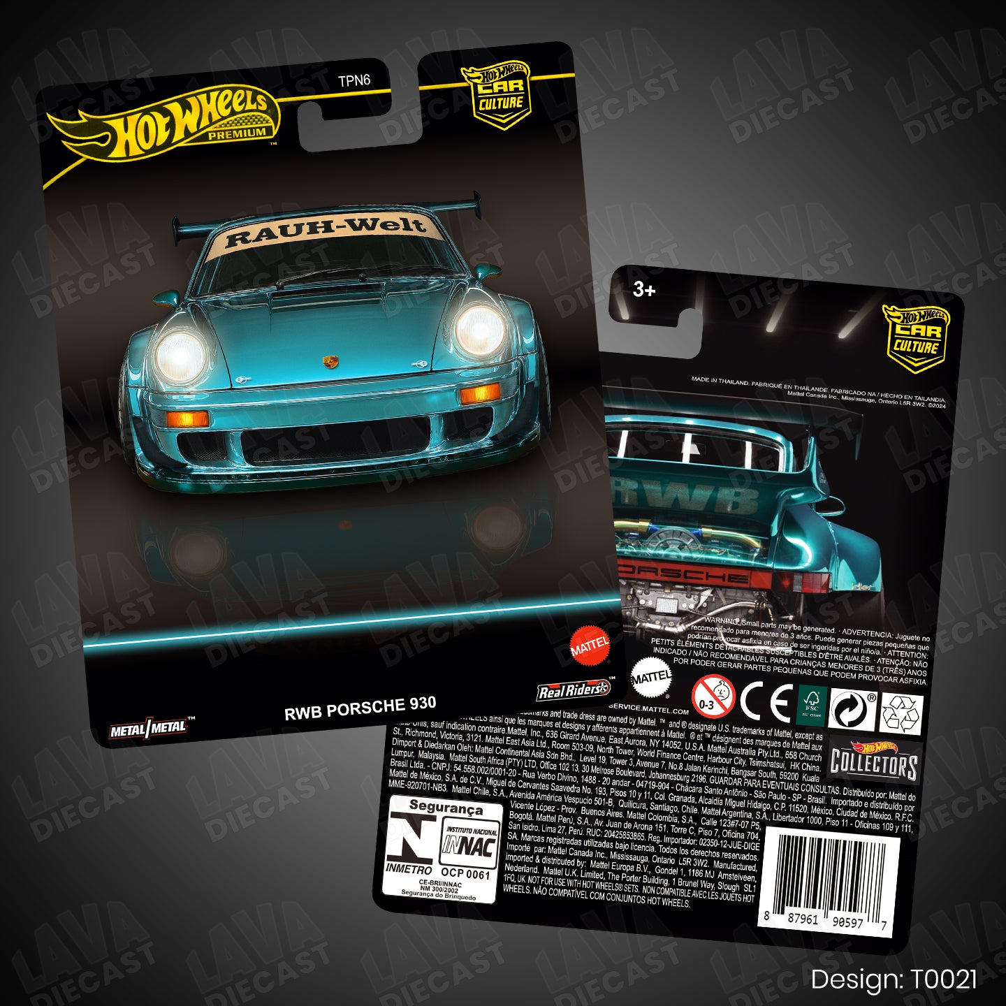 RWB PORSCHE 930 TEAL RLC Theme Premium Custom Hot Wheels Card for 1:64 Diecast
