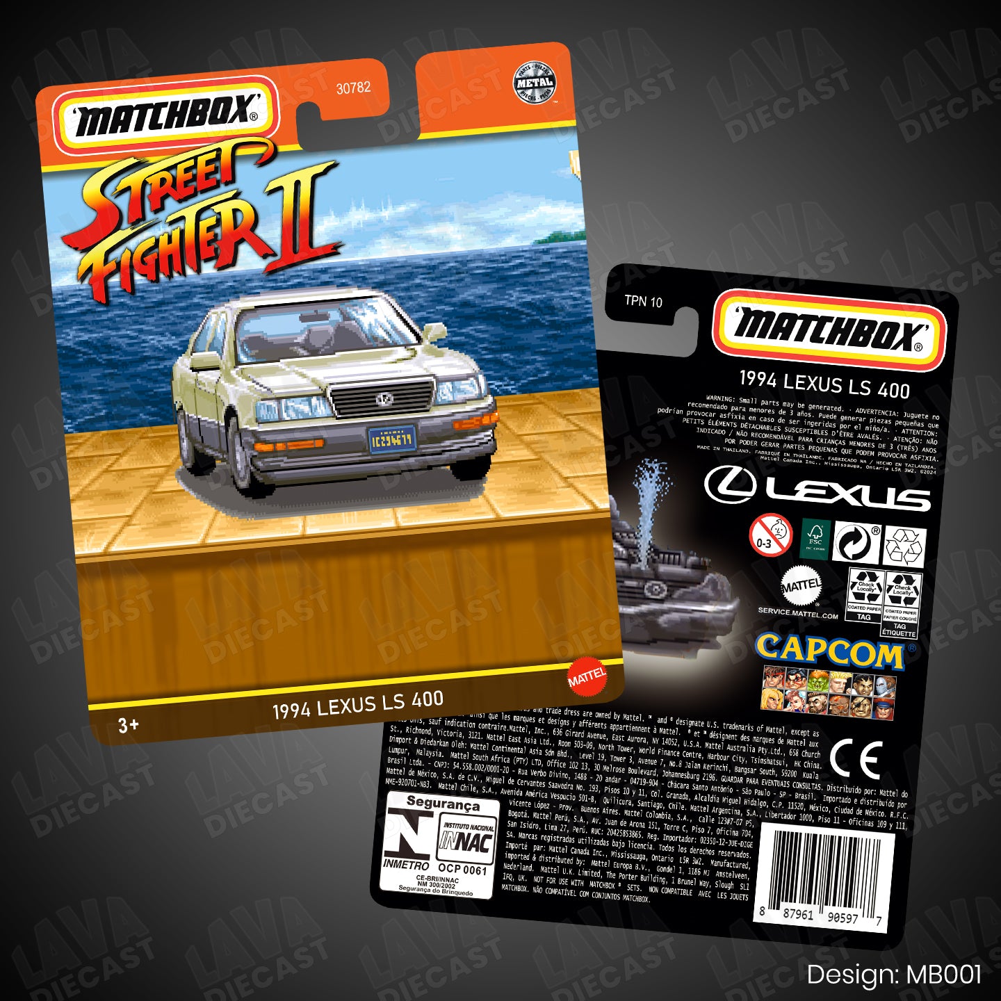 STREET FIGHTER 2 LEXUS LS 400 MATCHBOX Theme Premium Custom Card for 1:64 Diecast