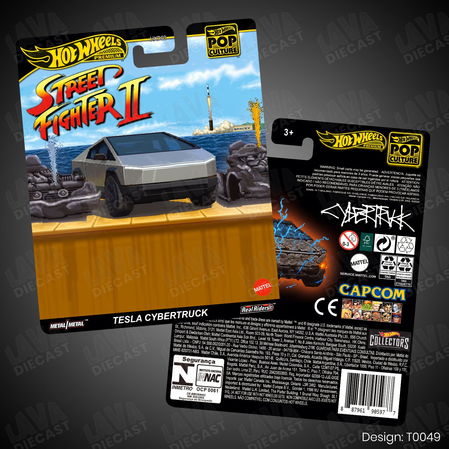 STREET FIGHTER 2 TESLA CYBERTRUCK Theme Premium Custom Hot Wheels Card for 1:64 Diecast
