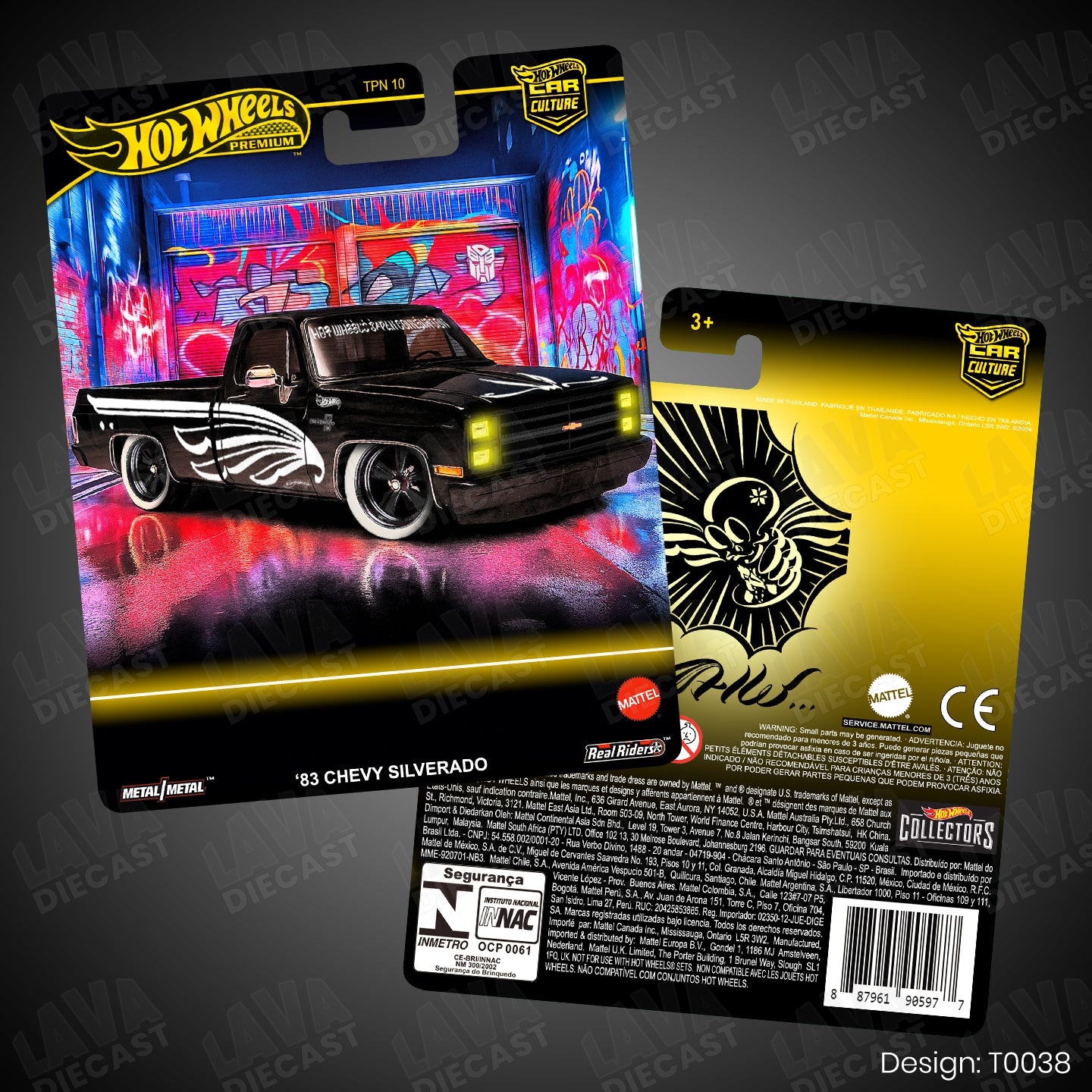 '83 Chevy Silverado C10 Japan Convention Theme Premium Custom Hot Wheels Card for 1:64 Diecast