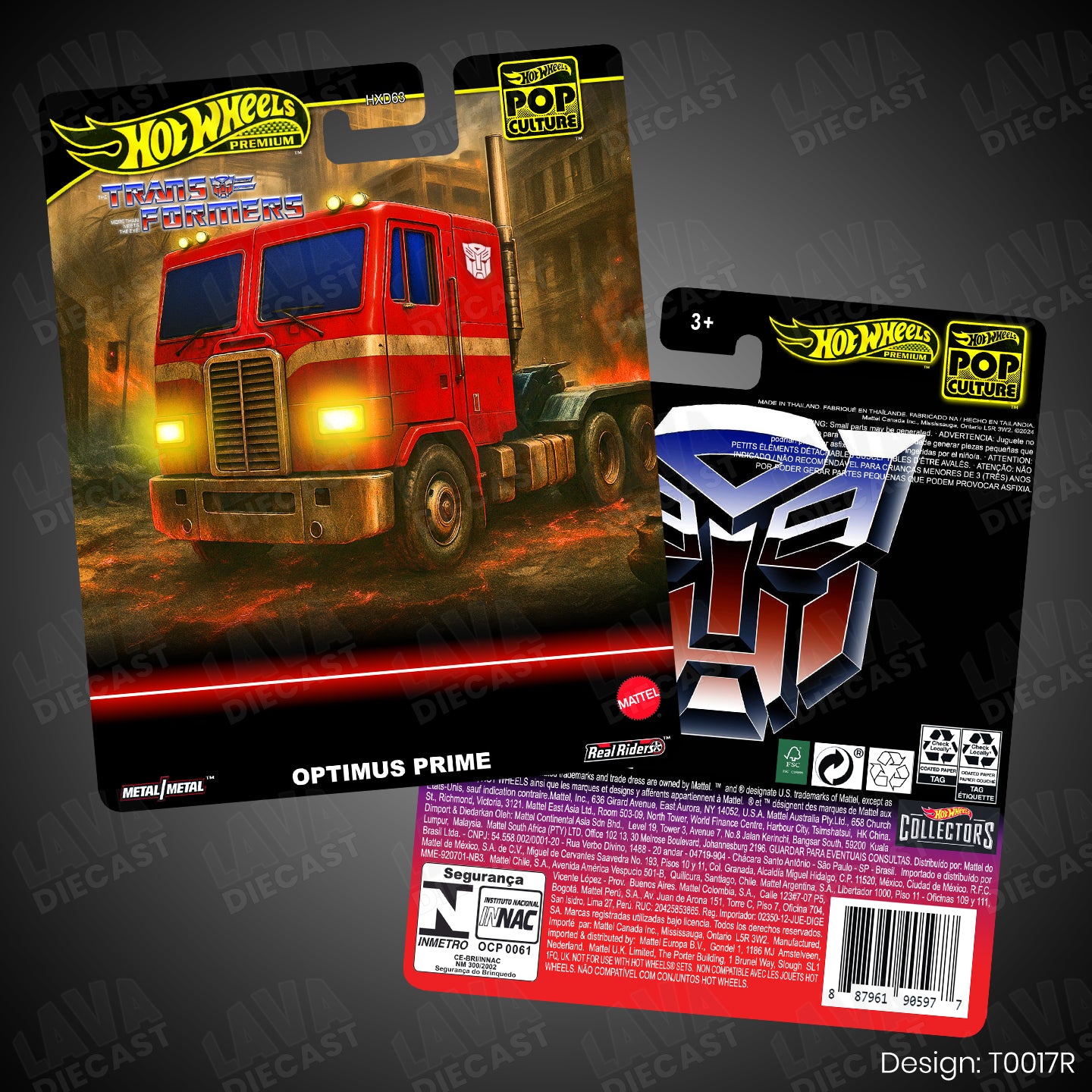 TRANSFORMERS OPTIMUS PRIME Theme Premium Custom Hot Wheels Card for 1:64 Diecast