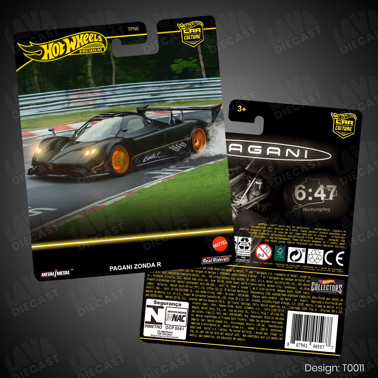 PAGANI ZONDA R Theme Premium Custom Hot Wheels Card for 1:64 Diecast
